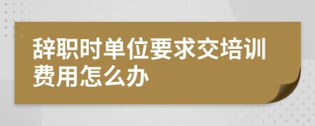 辞职时单位要求交培训费用怎么办