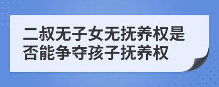 二叔无子女无抚养权是否能争夺孩子抚养权