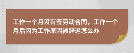 工作一个月没有签劳动合同，工作一个月后因为工作原因被辞退怎么办