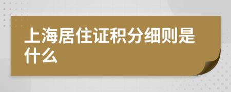 上海居住证积分细则是什么