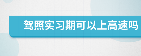 驾照实习期可以上高速吗