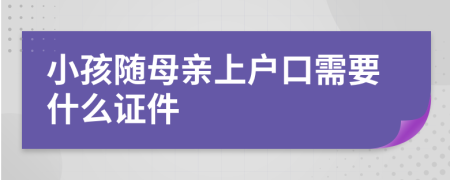小孩随母亲上户口需要什么证件