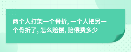 两个人打架一个骨折, 一个人把另一个骨折了, 怎么赔偿, 赔偿费多少