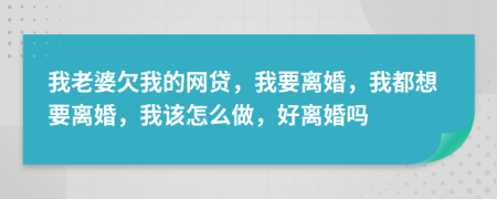 我老婆欠我的网贷，我要离婚，我都想要离婚，我该怎么做，好离婚吗