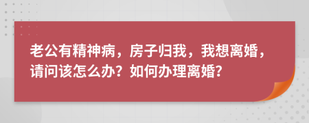 老公有精神病，房子归我，我想离婚，请问该怎么办？如何办理离婚？