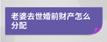 老婆去世婚前财产怎么分配