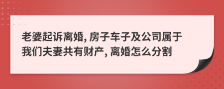 老婆起诉离婚, 房子车子及公司属于我们夫妻共有财产, 离婚怎么分割