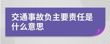 交通事故负主要责任是什么意思