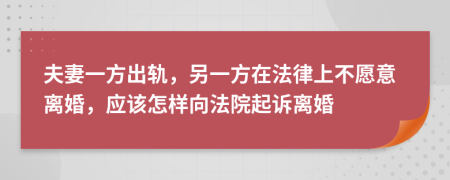 夫妻一方出轨，另一方在法律上不愿意离婚，应该怎样向法院起诉离婚