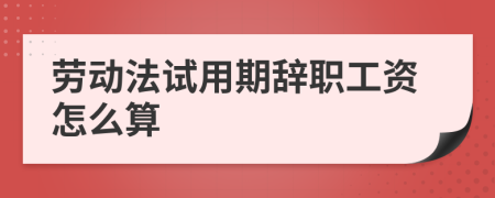 劳动法试用期辞职工资怎么算