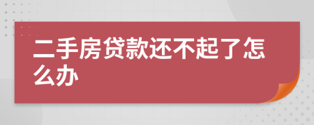 二手房贷款还不起了怎么办