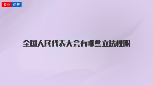 全国人民代表大会有哪些立法权限