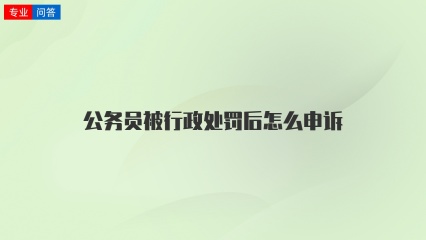 公务员被行政处罚后怎么申诉