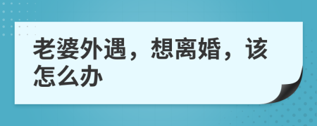 老婆外遇，想离婚，该怎么办