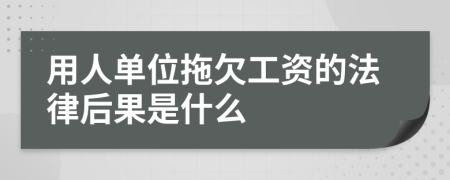 用人单位拖欠工资的法律后果是什么