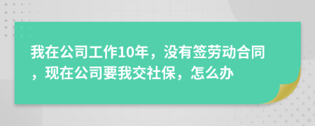 我在公司工作10年，没有签劳动合同，现在公司要我交社保，怎么办