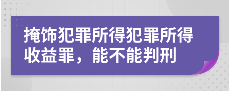 掩饰犯罪所得犯罪所得收益罪，能不能判刑