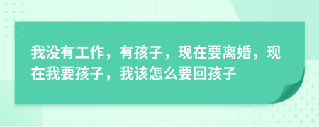 我没有工作，有孩子，现在要离婚，现在我要孩子，我该怎么要回孩子