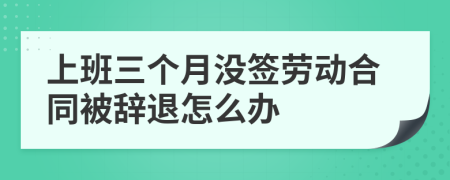 上班三个月没签劳动合同被辞退怎么办