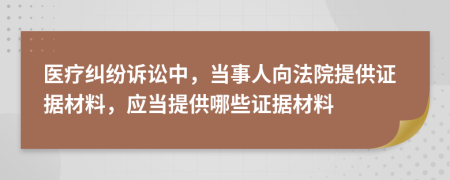 医疗纠纷诉讼中，当事人向法院提供证据材料，应当提供哪些证据材料