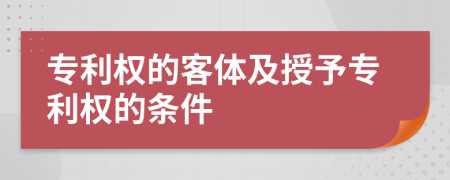 专利权的客体及授予专利权的条件