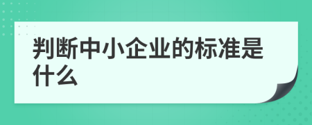 判断中小企业的标准是什么