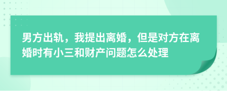 男方出轨，我提出离婚，但是对方在离婚时有小三和财产问题怎么处理