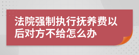 法院强制执行抚养费以后对方不给怎么办