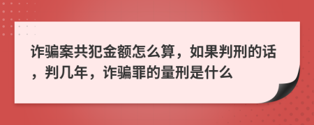 诈骗案共犯金额怎么算，如果判刑的话，判几年，诈骗罪的量刑是什么