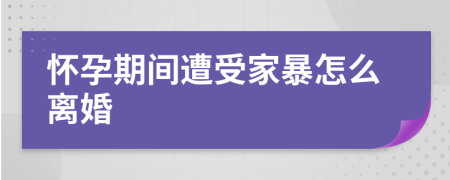 怀孕期间遭受家暴怎么离婚