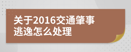 关于2016交通肇事逃逸怎么处理