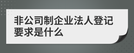 非公司制企业法人登记要求是什么