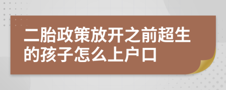 二胎政策放开之前超生的孩子怎么上户口