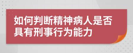 如何判断精神病人是否具有刑事行为能力