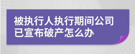 被执行人执行期间公司已宣布破产怎么办