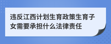 违反江西计划生育政策生育子女需要承担什么法律责任