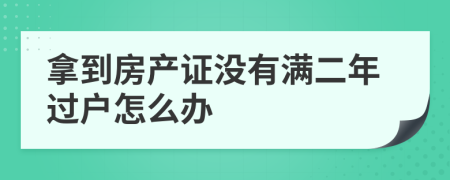 拿到房产证没有满二年过户怎么办