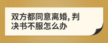 双方都同意离婚, 判决书不服怎么办