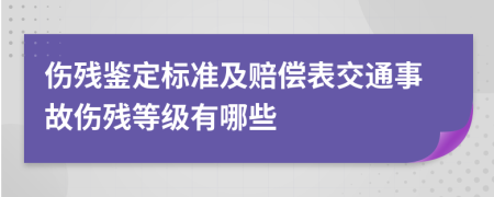 伤残鉴定标准及赔偿表交通事故伤残等级有哪些