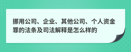 挪用公司、企业、其他公司、个人资金罪的法条及司法解释是怎么样的