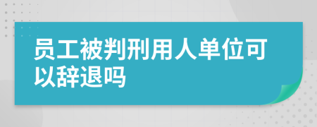 员工被判刑用人单位可以辞退吗