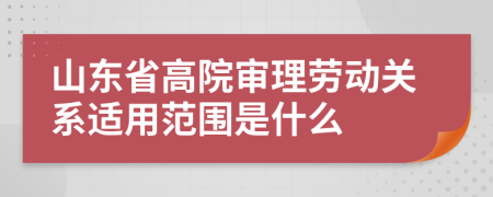 山东省高院审理劳动关系适用范围是什么