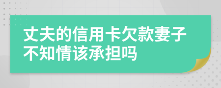 丈夫的信用卡欠款妻子不知情该承担吗