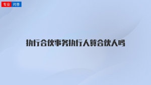 执行合伙事务执行人算合伙人吗