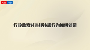 行政监察对违规违规行为如何处罚