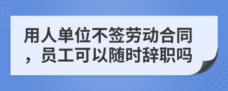 用人单位不签劳动合同，员工可以随时辞职吗