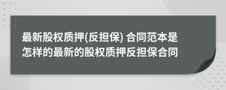 最新股权质押(反担保) 合同范本是怎样的最新的股权质押反担保合同