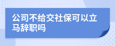 公司不给交社保可以立马辞职吗