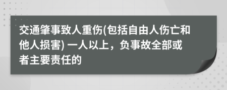 交通肇事致人重伤(包括自由人伤亡和他人损害) 一人以上，负事故全部或者主要责任的