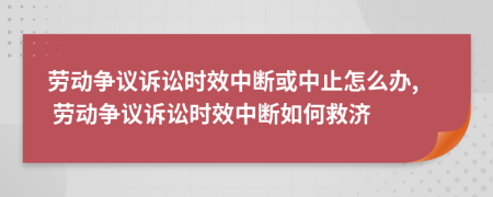 劳动争议诉讼时效中断或中止怎么办, 劳动争议诉讼时效中断如何救济